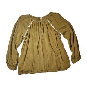 Womens Old Navy Olive Green Blouse Size M Cottagecore Peasant Prarie Boho Fairy